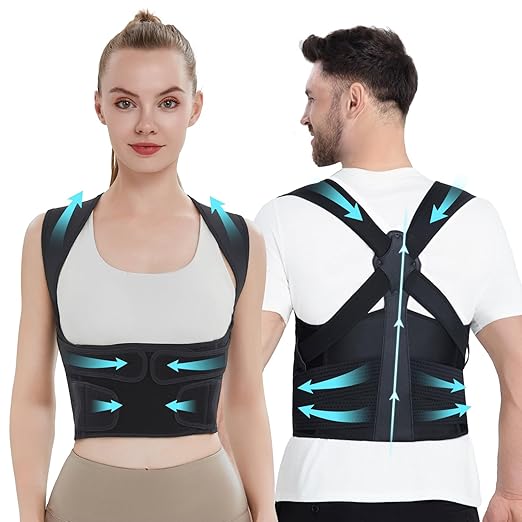 Posture Corrector for Men & Women - Adjustable Back Support Brace, Upper Pain Relief & Slouching Correction, Invisible Under Clothes(Black, Small)
