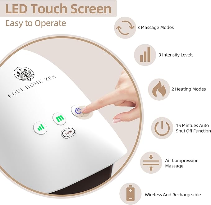 Hand Massager with Heat and Compression, Hand Massage with 3 Modes, 2 Heating Levels Wrist and Palm Kneading for Arthritis and Carpal Tunnel Relief, Useful Birthday Gifts for Men Woman