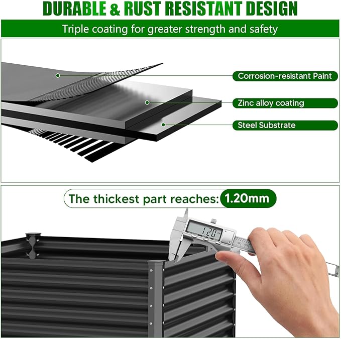 Galvanized Raised Garden Bed with Legs,48×48×32in Large Metal Elevated Raised Planter Box,Raised Garden Bed,1000lb Capacity with Drainage Holes for Vegetables Lawn Green Flowers, Fruits, Terrace