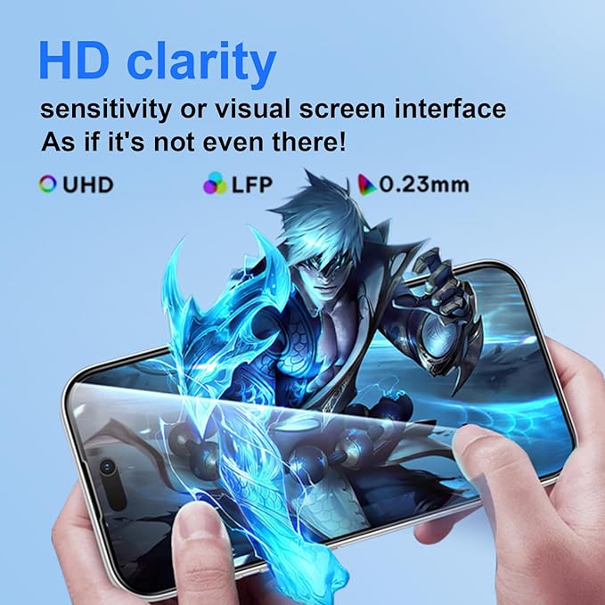 OneFish Full Edge Coverage Tempered Glass Screen Protector for IPhone 15/IPhone 14 Pro 6.1 inch, 2 Pack Edge Reinforcement, Self-Aligning Installation, Case Friendly Privacy Screen Protectors