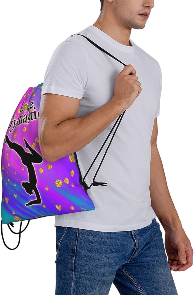 Gymnastics Drawstring Bags Adjustable Sports Gym Bag Drawstring Backpack Water Resistant String Bag Party Favors Bags