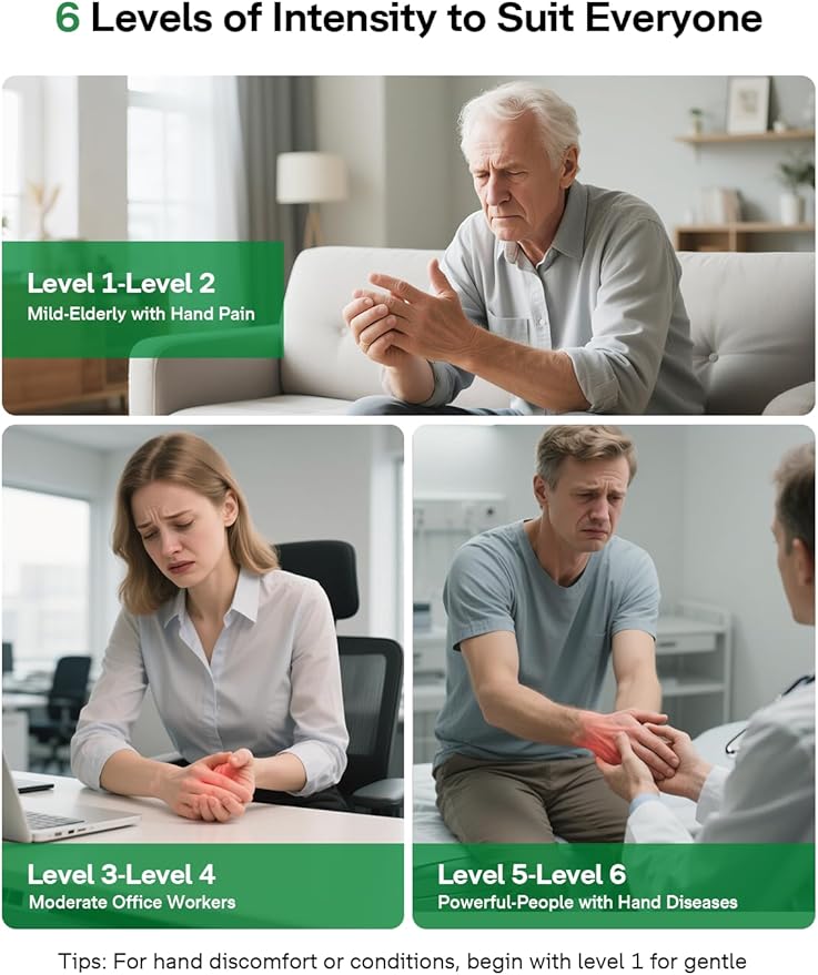 Hand Massager for Arthritis and Carpal Tunnel, 6 Modes 6 Intensities Hand Massager with Heat and Compression, Large LCD Display Full Hand & Wrist Massager, Gift for Women/Men, Office & Home Use