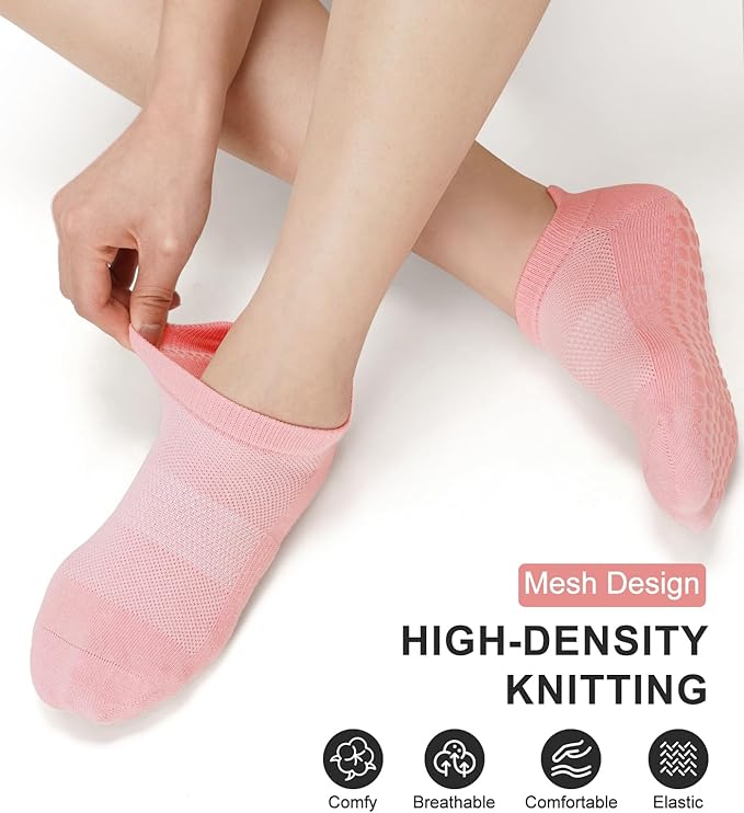 Breslatte Grip Socks Pilates Socks with Grips for Women Non Slip Grippers Womens