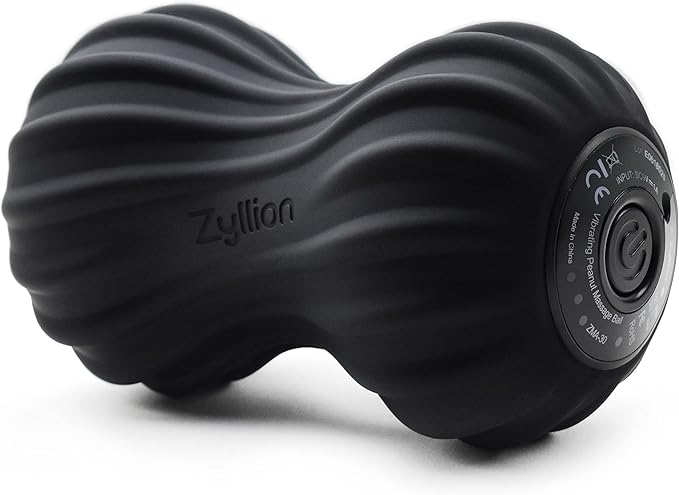 Zyllion Vibrating Peanut Massage Ball with 4 Modes - Cordless Rechargeable Electric Deep Tissue Massager Roller for Muscle Pain Relief, Black, ZMA-30