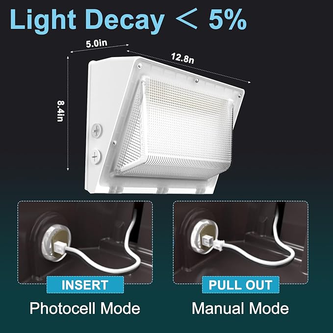 Lightdot 4Pack 250W LED Wall Pack Lights, 100-277v Dusk to Dawn with Photocell | 37500Lm(150Lm/W) 5000K IP65 Outdoor Exterior Lighting Fixture, Energy Saving|5-Yrs Warranty, ETL White(Height:20-40ft)