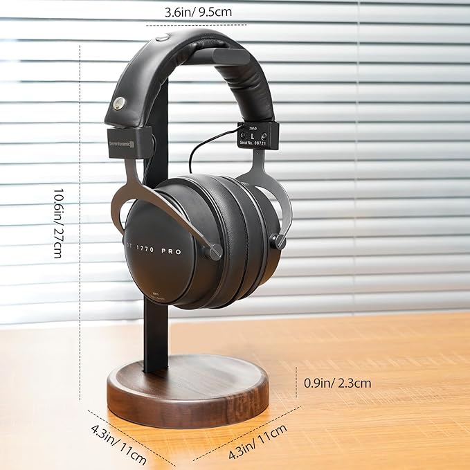 GEVO Headphone Stand for Desk - Wooden Headset Stand for Desk - Wooden Headphone Holder with Airpods Max and More