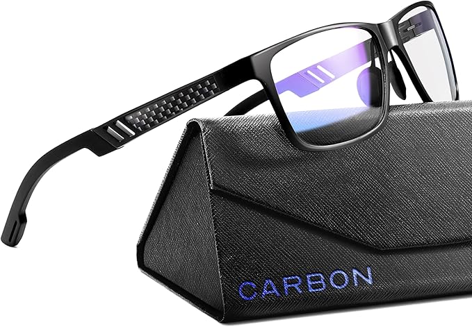 Carbon Blue Light Blocking Glasses Men for Computer, Gaming, Metal Frame Green Light Protection Night Driving Glasses for Man