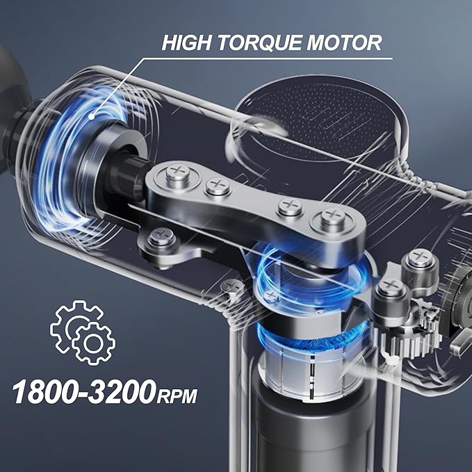 Massage Gun Deep Tissue，Portable Percussion Massager Gun for Athletes with 4 Massage Heads 6 Speeds for Fathers Day, Mother, Men, Women Holiday Gifts（Silver）