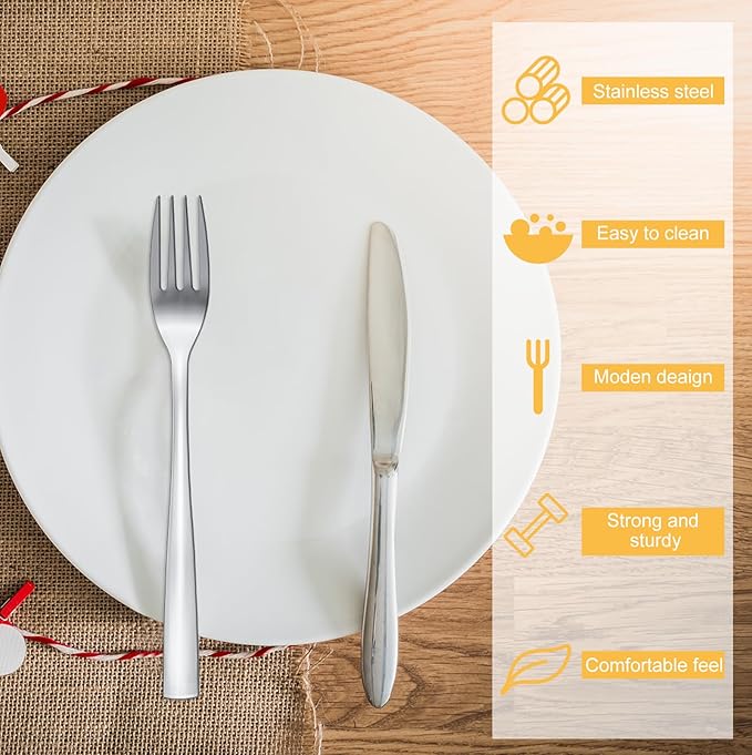 Minatee 100 Pieces Dinner Forks Bulk Set 8 Inches Stainless Steel Metal Forks Silverware Flatware Mirror Polished Salad Cutlery for Home Kitchen Restaurant Eating Silverware Utensils