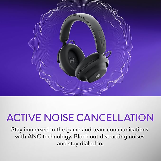 Alienware Pro Wireless Gaming Headset - Wired/Wireless, Bluetooth 5.3, 15 Minute Fast Charging, Audio Output 20 Hz, Battery Talk Time (ANC on) Up to 24 Hrs (Bluetooth), Dark Side of The Moon