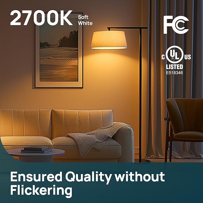 Linkind A19 LED Light Bulb, 40W Equivalent, 5W 2700K Soft White, 450 Lumens Non-Dimmable, E26 Standard Base, Energy Efficient UL Listed for Bedroom Home Office, 6 Packs