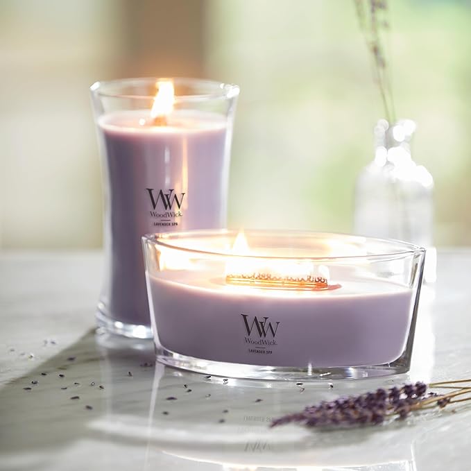 Woodwick Ellipse Scented Candle Lavender Spa 16oz | Up to 50 Hours Burn Time