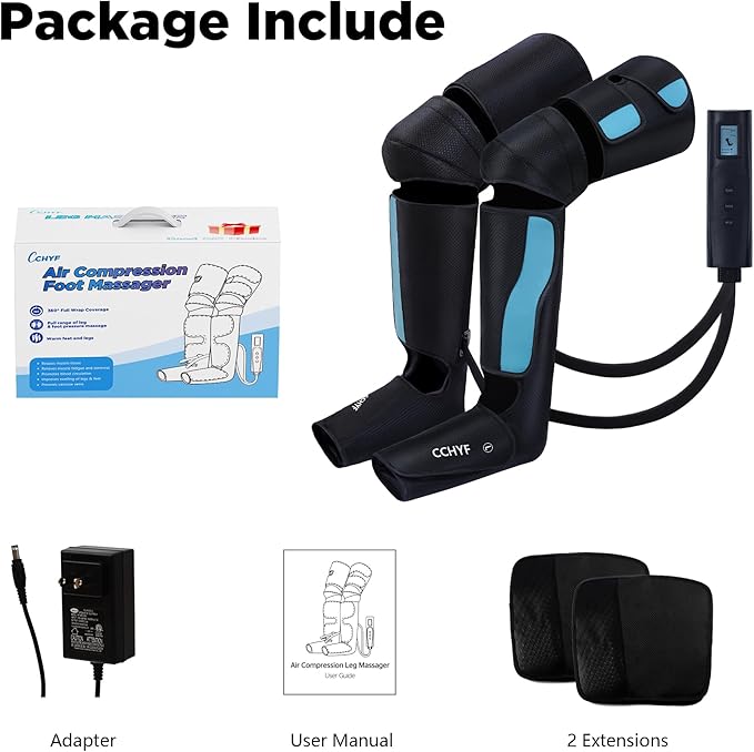 3-in-1 Leg Compression Massager With Heat for Circulation - 3 Modes, 3 Intensities, 2 Extenders, Adjustable Wraps - Great Gifts for Mom & Dad