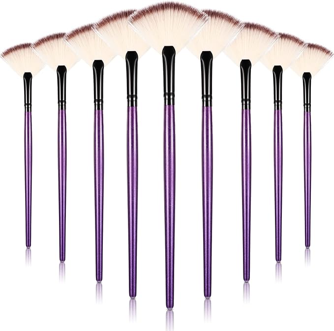 9 Pieces Facial Fan Mask Brushes, Soft Facial Applicator Brushes Tools for Peel Glycolic Makeup for Mud Cream(Purple)