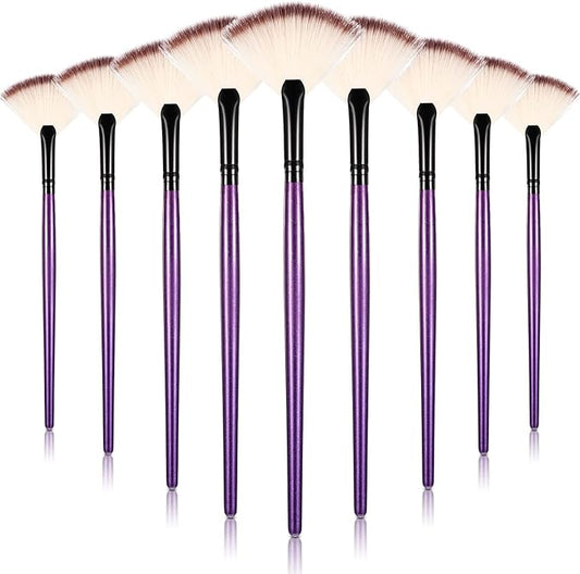 9 Pieces Facial Fan Mask Brushes, Soft Facial Applicator Brushes Tools for Peel Glycolic Makeup for Mud Cream(Purple)
