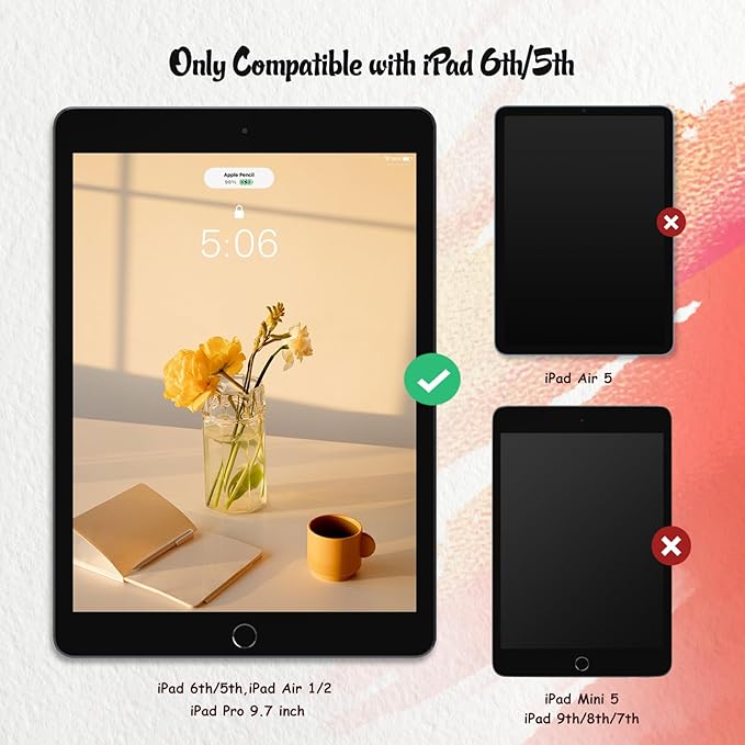 KCT 2 Pack Paperfeel Screen Protector Compatible with iPad 6th / 5th Generation 9.7 inch/iPad Air 1/2 High Touch Sensitivity Anti Glare, Less Reflection, PET Matte Texture, Easy Installation