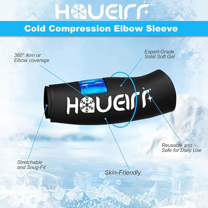 HAUElRR Knee Ice Pack Wrap with Compression Sleeve, Flexible Gel Ice Wrap for Knee, Elbow, Ankle, Foot, Reusable Hot & Cold Therapy for Injuries, Pain Relief, Meniscus, ACL, MCL Recovery-XS