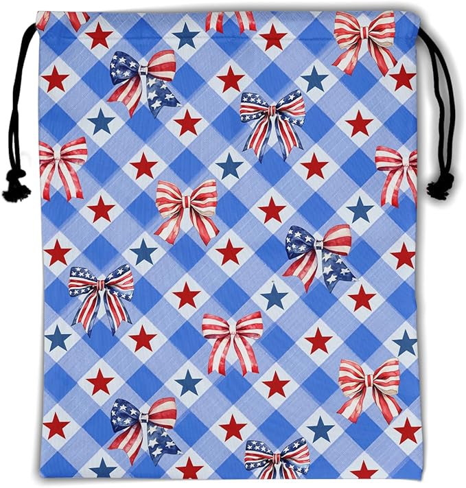Checkered Stars Gymnastics Grip Bag Small Drawstring Gym Storage Pouch for Gymnasts Holding