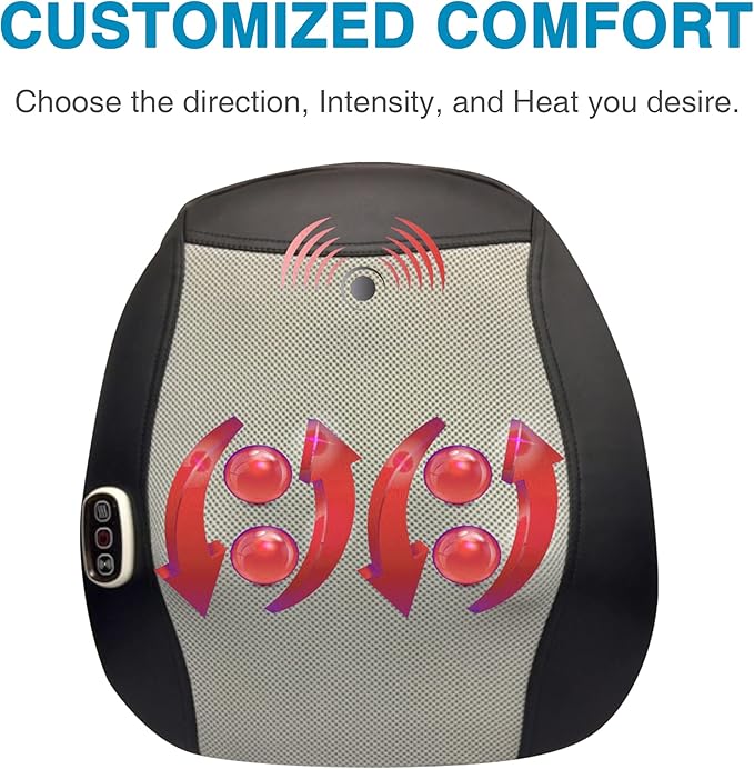 Shiatsu Massage Pad with Heat - Deep Kneading Back & Neck Massager Cushion for Pain Relief - Transform Any Chair into a Personal Massage Therapist
