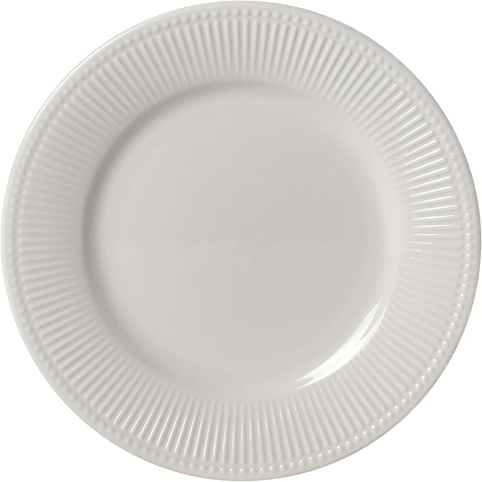 Tabletops Gallery Embossed Bone White Porcelain Round Dinnerware Collection- Chip Resistant Scratch Resistant, Fleur 16 Piece Dinnerware Set (Dinner Plate, Salad Plate, Cereal Bowl, Mug)
