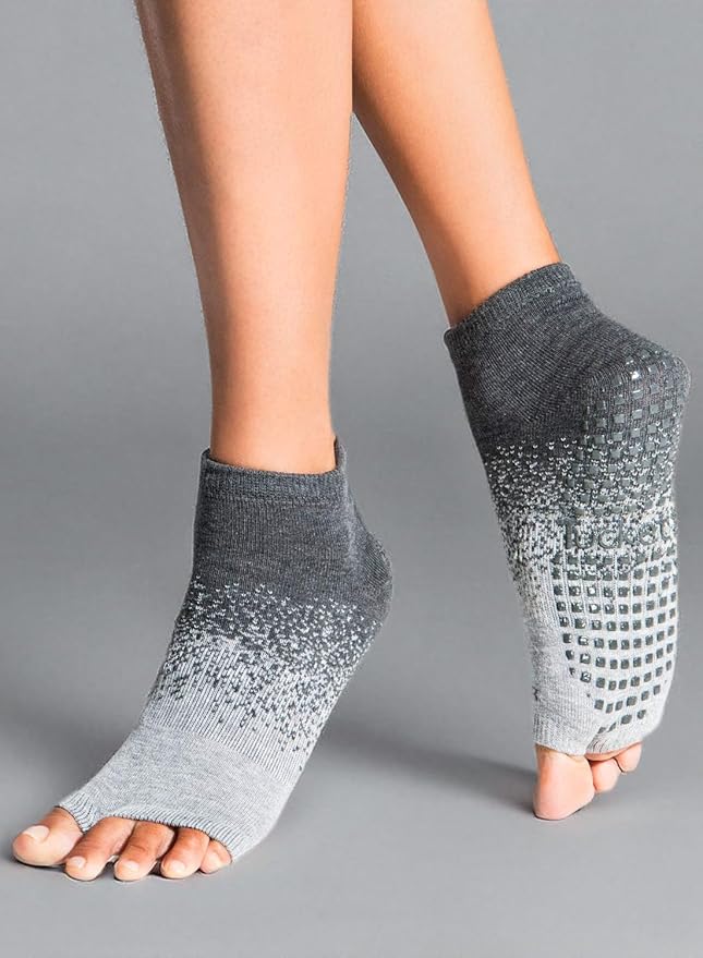 Tucketts Anklet Toeless Pilates Socks with Grips for Women, Non-Slip Ankle Toeless Yoga Socks with Grips for Barre, Size 5-13