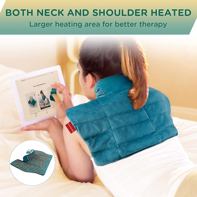 Comfytemp Heating Pad for Neck and Shoulders and Back, 2.6lb Weighted Electric Heat Pad for Pain Relief, Large FSA Eligible Heated Wrap, 9 Heat Settings&11 Timer, Christmas Gifts for Women Men Mom Dad