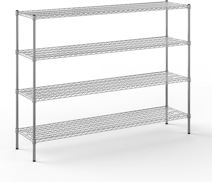 18" Deep x 72" Wide x 54" Height Wire Shelving Kit | 4-Tier | NSF Commercial Storage Rack Unit