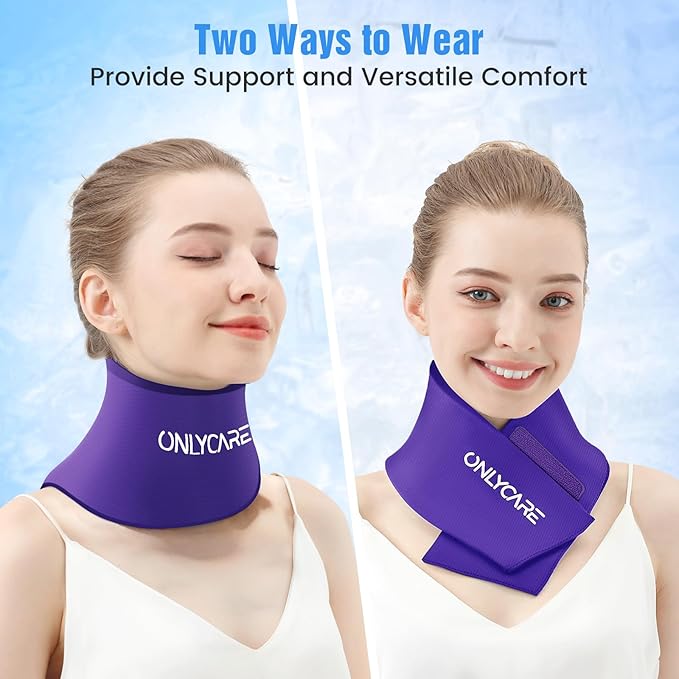 ONLYCARE Neck Ice Pack Wrap Gel - Upgraded Shoulder Ice Packs for Injuries Reusable, Hot and Cold Compress Ice Packs for Neck, Relief of Pain, Swelling, Sprains, Office Pressure