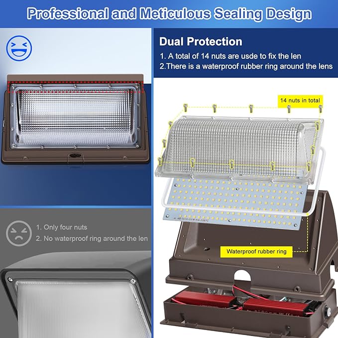 LED Wall Pack Light Dusk to Dawn Photocell 6 Pack,800W Equivalent Bright 18000LM LED Exterior Buildings Lighting 5000K 120W LED Flood Wall Lights Outdoor 110V-277V IP65 Waterproof for Yard