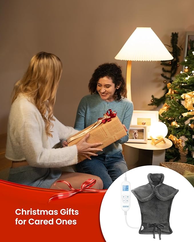 RENPHO Electric Heating Pad for Back Pain Relief, Birthday Christmas Gifts for Women Men Mom Dad Elderly, FSA Eligible Items Only List, Large Heat Pad for Neck Shoulders, 24"x33", ETL Certified, Gray