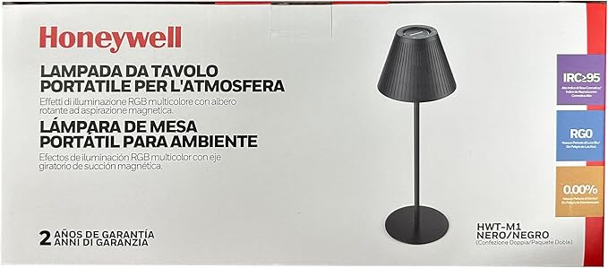 Honeywell 2Pack Cordless Table Lamp Rechargeable - M1 Sunturalux Portable LED Desk Lamp 5200mAh Battery Operated 4Color 9RGB Dimmable Bedside Lamps for Home Living Bedroom Restaurant Night Light