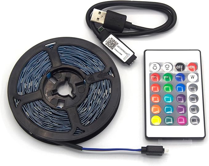 HICHN LED Strip Lights 16.6 feet RGB Color with APP and IR Remote 5050 SMD LED for Bedroom,Home,TV Backlight(LED_BTU50H), Multicolor, 15 feet (with Remote Control)