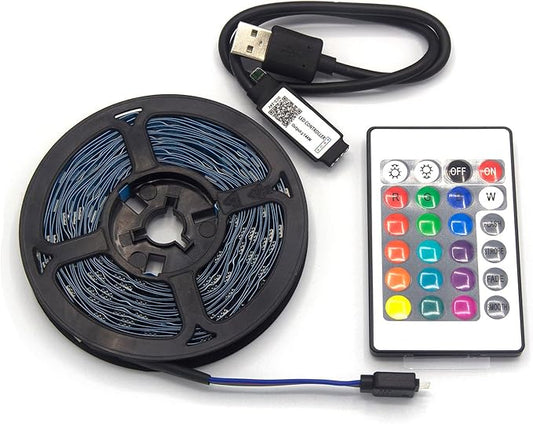 HICHN LED Strip Lights 16.6 feet RGB Color with APP and IR Remote 5050 SMD LED for Bedroom,Home,TV Backlight(LED_BTU50H), Multicolor, 15 feet (with Remote Control)