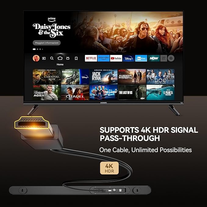 3.1CH Dolby Atmos Soundbar for Smart TV, 390w Virtual Atomos Surround Sound & Wired Subwoofer, 4K HDR Passthrough, HDMI/eARC Home Theater System