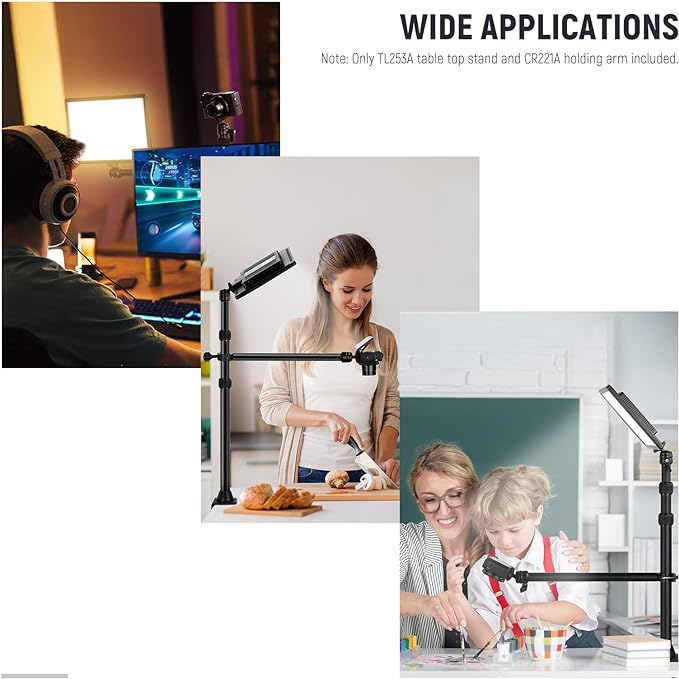 NEEWER Camera Desk Mount with Overhead C Amera Mounting Arm and 1/4" Ball Head, 17" - 41" Adjustable Tabletop Light Stand with C Clamp for DSLR Camera, Ring Light, Webcam, Photo Video Shooting