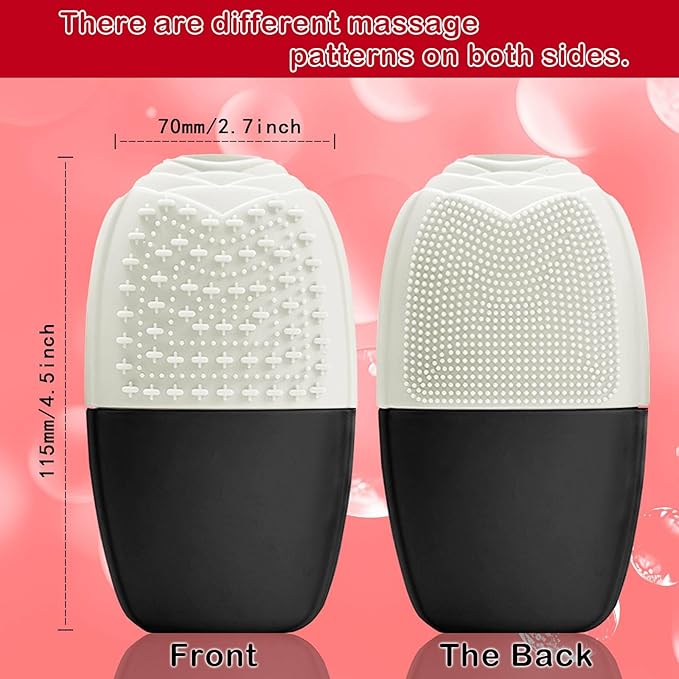 XHJRI Ice Face Roller Massager,Ice Cube Roller for Face, Eyes and Neck Naturally Conditioning and Skin Care,De-Puff Eye Bags,Reduce Migraine Pain,Reusable Massage Silicone Ice Mold (New Black White)