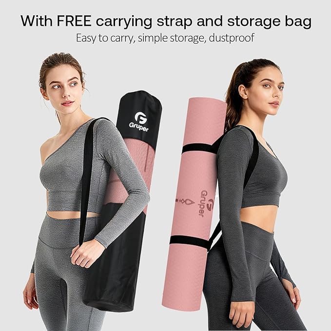 Yoga Mat Non Slip TPE Extra Wide Yoga Mat with Alignment Mark, 72"L x 32"W x 0.32"/0.24"Th (183cm x 80cm x 8mm/6mm), Anti-Tear Exercise Mat with Carrying Strap and Bag, Workout Mats for Yoga, Pilates