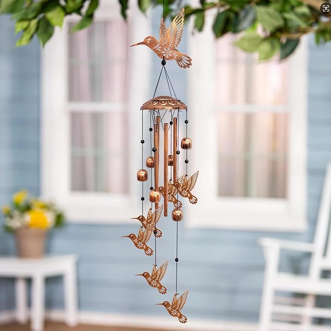 Hummingbird Wind Chimes for Outside, Metal Windchimes Outdoors Hummingbird Gifts for Women Memorial Sympathy Wind Chimes for Patio Garden Yard