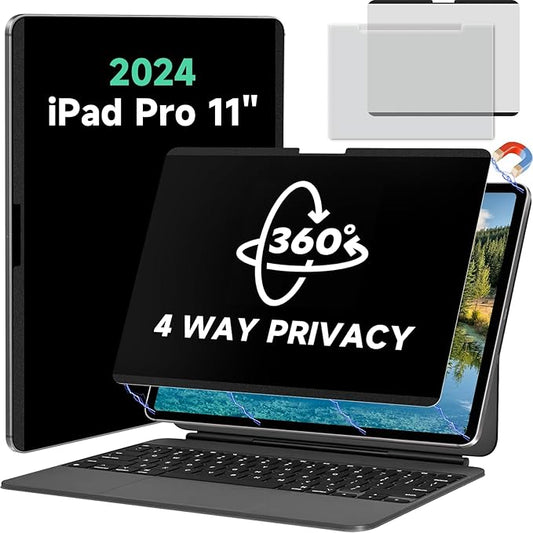 Magnetic 360° Privacy Screen Protector for iPad Pro 11 Inch 2025 M5 (8th Generation) Case Friendly Blue light Blocker Anti-glare Filter, Removable Film Support Apple Pencil-A2836/A2837/A3006/A3357/A3358/A3359
