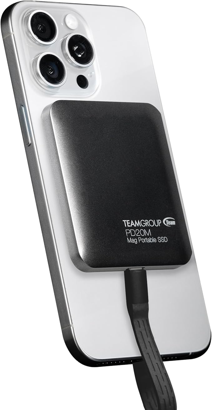 TEAMGROUP PD20M 1TB Magnetic External SSD Read up to 2000MB/s USB 3.2 Gen 2x2 Type-C 4K ProRes HDR Record iPhone 15&16 Pro Max,iPad TPSEG2001T0C108
