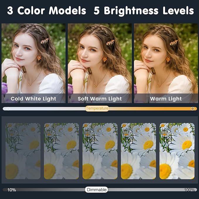 Rechargeable Video Conference Light with 3 Models and 5 Brightness Levels,Built-in 3600mAh Battery for Tiktok,Facebook,Meeting,Bookshelf Ceiling, Streaming, Piano, Emergency Tube Light