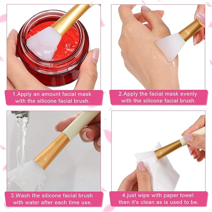 Patelai 20 Pieces Silicone Face Mask Brushes with Storage Box, Silicon Epoxy Facial Mud Cosmetic Mask Applicator Brushes for Foundation, Body Lotion and Body Butter Beauty Tools