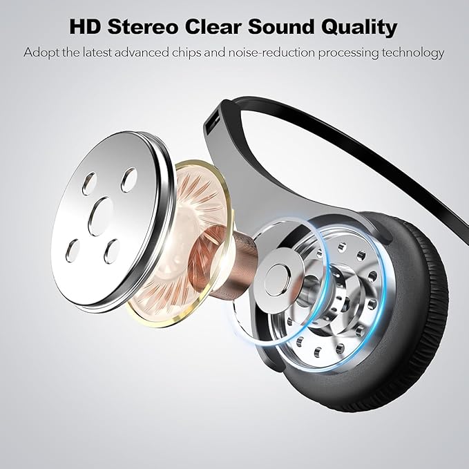 USB Headset with Microphone, Wired Computer Headset for Laptop/PC with Noise Cancelling Mic, Mono Headphones with in-Line Volume Control for Work, Office, Teams, Zoom, Skype, Online Class