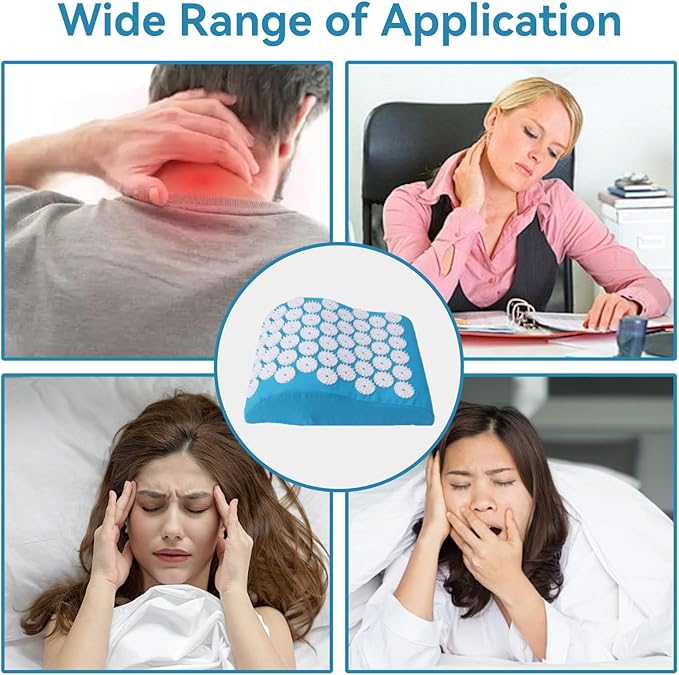 Acupressure Pillow,Sponge Massage Cushion Promote Blood Circulation Acupressure Mat for Muscle Pain & Headache(Blue)