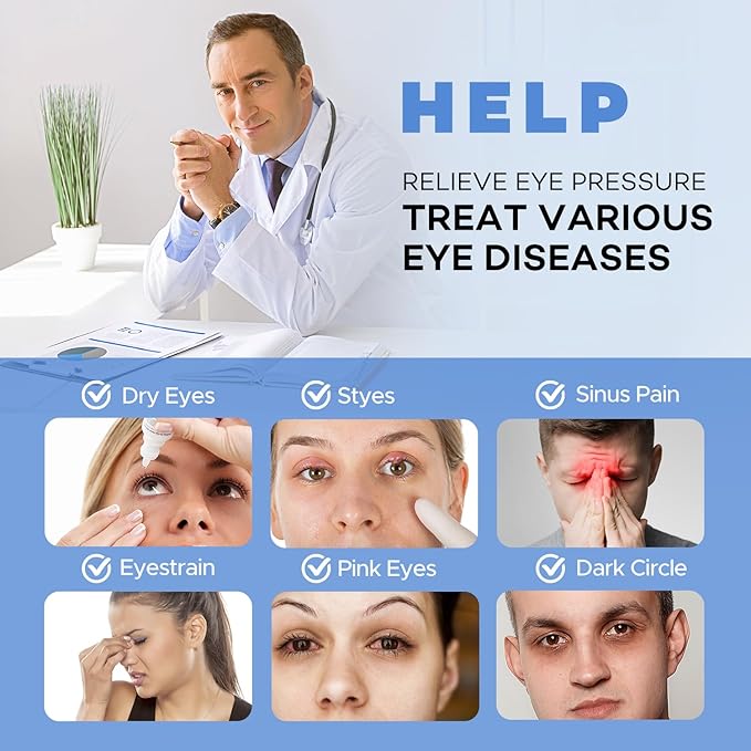 Ezona Heated Eye Mask, Warm Eye Compress Mask for Dry Eyes, USB Electric Eye Heating Pad with Temperature & Timer Control, Dry Eye Mask for Blepharitis, Sinus Migraine (Indigo)