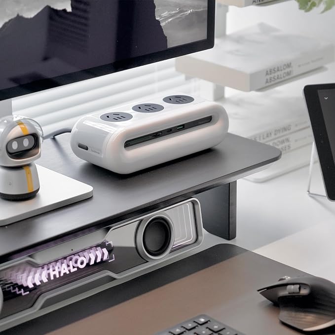 Bamboo Dual Monitor Stand Riser Black, 2-Tier Desk Monitor Riser for 2 Monitors, Supports for PC Computer Monitor, Printer, Heavy TV Riser up to 300 lbs