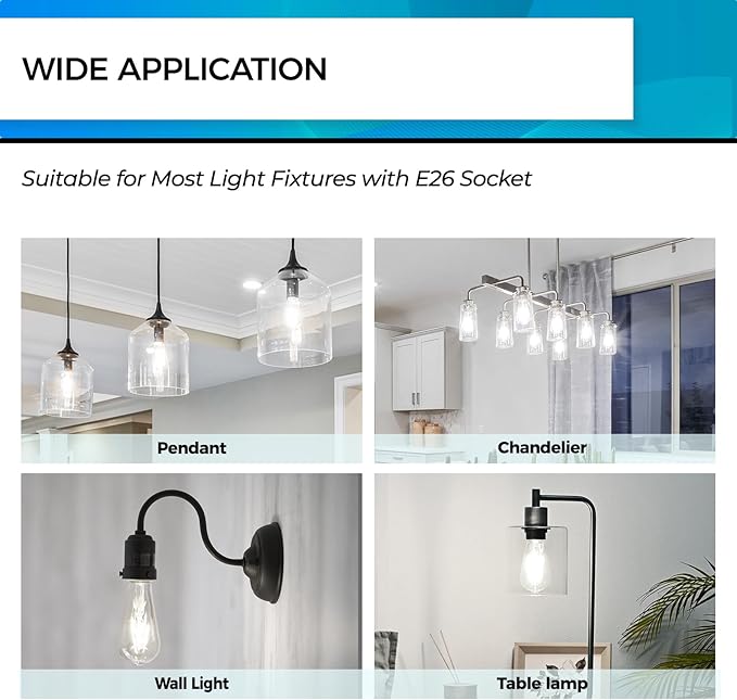 Hizashi Vintage LED Light Bulb Dimmable, 6W Equivalent 60W, E26 Base Led Edison Bulbs, 5000k Daylight, 700LM, High CRI 95+ Eye Protection, Clear Glass, Pack of 18