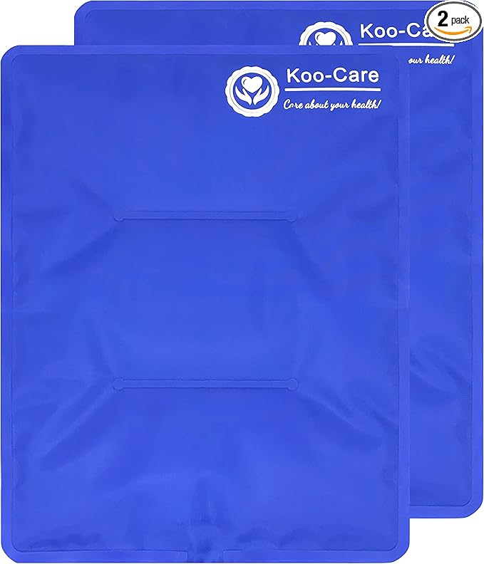 Koo-Care Large Flexible Gel Ice Pack for Injuries Reusable Hot Cold Compress - Fit for Shoulder Arm, Back, Hip, Knee, Shin, Foot Pain Relief, Swelling, Physical Therapy (L, 11" x 14") Pack of 2