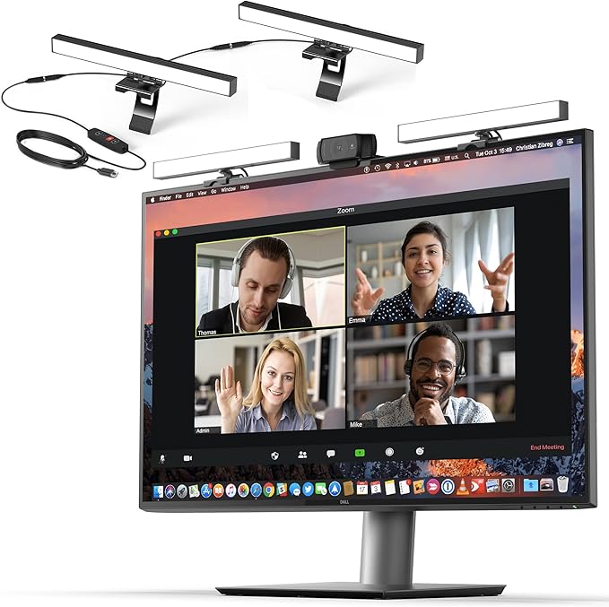 HumanCentric Video Conference Lighting - Webcam Light for Streaming, LED Monitor and Laptop Light for Video Conferencing, Zoom Lighting for Computer, Replace Ring Light for Zoom Meeting, Double Kit