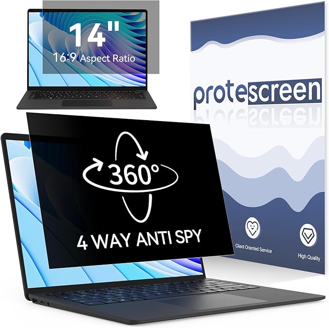 360° Laptop Privacy Screen 14 Inch for 16:9 Computer, 14" Monitor 4 Way Privacy Anti Glare Protector Blue Light Filter Shield Film Compatible with Lenovo/Hp/Dell/Acer/Asus/Thinkpad/Envy/Toshiba